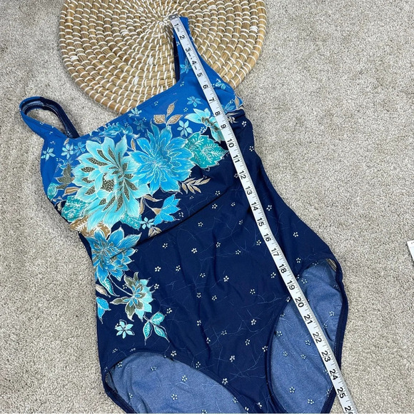 Roxanne Bra Sized Swimsuit One Piece Bathing Suit Floral Tropical Blue 10/34C - Picture 9 of 11
